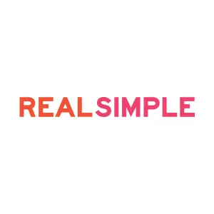 Real Simple magazine logo with the word 'REAL' in orange and 'SIMPLE' in pink, displayed on a white background